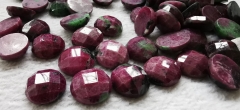 AA 17mm genuine Ruby Zoisite Epidote Crystals AFRICA Raw Stones Green Red Round coin cabochon Jewelry beads