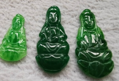 Wholesale 32mm(1.3") Canadian Jade Thai Buddha Carving -Natural Green Jade carving, Jade Buddha Pendant -cabochon