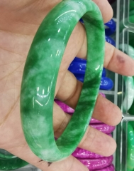 85mm-54mm  Wholesale Natural jadeite bracelet Emeral Green Jade Bangle Lady bracelet Hand carving A stone Chinese gift