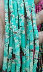 33pcs  Amazonite Green Sea Sediment Imperial Jasper cube cylinder column bar brick  beads, emperor jasperAqua Terra Jasper 5x12mm 16inch