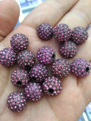 100pcs CZ Micro Pave Round Ball Bead, Rhinestone  Pave Beads, Rhodium Shamballa Ball beads CZ Spacer Beads 6-12mm For Jewelry Design