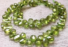 16inch 110pcs Pear Cut Peridot Necklace, August Birthstone, teardrop 5x8mm, Genuine Gemstone, Peridot Pendant, Natural Peridot Stone