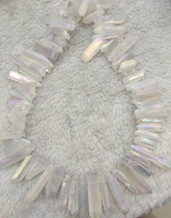 20-40mm Natural Crystal Point Beads Clear Transparent Stick Beads Raw Long Teeth Beads 16inch