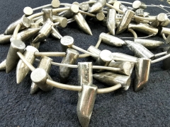 Genuine Iron Pyrite Charm necklace 30x10mm chunky  horn spikes  jewelry pendant beads  16inch