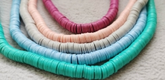 Rainbow Heishi Bead, pastel African Vinyl Disc Connector Rainbow  Recycled Phono Records from Ghana  Vulcanite Heishi Beads -Necklace