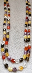 10x14mm Mixed Gemstone Faceted  ova egg topaz smoky quartz-amethyst-rock-citrine quartz-onyx -amber  full strand  16inch