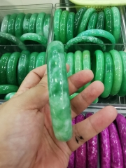 85mm-54mm  Wholesale Natural jadeite bracelet Emeral Green Jade Bangle Lady bracelet Hand carving A stone Chinese gift