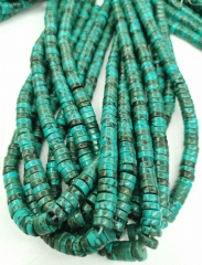 10mm Dark Green Turquoise Heishi Wheel Beads Stabilized Turquoise  Spacer Beads Handmade full strand 16inch