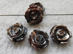Double cut-- 20pcs Bronze grey black shell jewelry white rose flower  beads  mother of pearl - natural shell floral beads  6mm 8mm 10mm 12mm