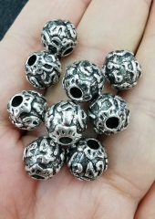 20 pcs of Antique silver brass round filigree beads 10mm  Seamless Beads Raw Brass 18K Gold -Solid Brass