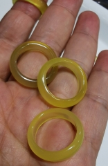 10pcs Topaz Yellow Lemon Natural agate ring solid gemstone band circle round ring onyx band  Witchcraft Wicca pagan healing