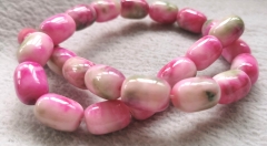 Fuchisia pink jadeite-jade jewelry barrel drum rice 13x18mm  loose beads Amber-green-cherry -pink-red- blue  Necklace 16inch