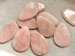 Large 62x42mm(2.6") --Genuine  Rose Quartz Drop  Chakra, pendant, Teardrop drop pear flat natural Pink Quartz focal