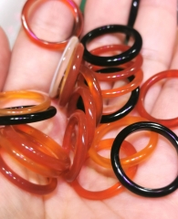 10pcs  agate ring solid gemstone band Thin circle round ring onyx band  Witchcraft Wicca pagan healing  25mm