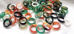 10pcs Natural agate ring solid gemstone band circle round ring onyx band  Witchcraft Wicca pagan healing