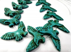 Large 50x25mm owl carved turquoise beads 16inch 13pcs