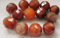 30mm(1.2") agate gergous faceted round ball red onyx  beads for jewelry making