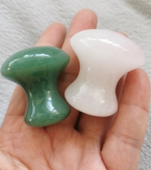 2pcs-- Handmade Genuine Rose Quartz-Green Aventurine Jade massager Guasha  -Polished bar  Face Yoga massage 30-50mm(2")