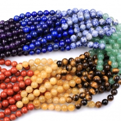 Matte Natural Chakra 4mm 6mm 8mm Round Beads Gemstone Amethyst Lapis Sodalite Aventurine Tigers Eye Yellow Jade Red Jasper 16" Strand