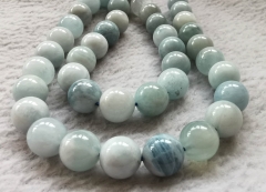 3mm to  16mm Real Natural Aquamarine Beads Smooth round beads 16inch  for bracelet-earrings-necklace