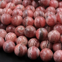 40pcs 10mm Natural Pink Rhodochrosite  Smooth Polished Round Beads Genuine Red Pink Gemstone 16" Strand  Argentina Gemstone