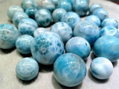 30mm to 6mm Genuine Larimar Cabs Round Dolphin color stone sphere blue pectolite,Round Ball Blue  loose larimar pendant gemstones