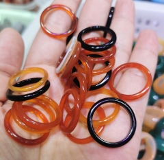 10pcs  agate ring solid gemstone band Thin circle round ring onyx band  Witchcraft Wicca pagan healing  25mm