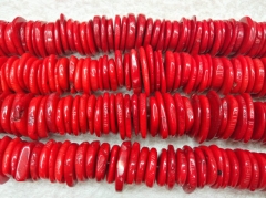 Large  red coral heishi beads  16inch  wheel slice Disc freeform loose beads 8-25mm