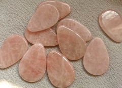 Large 62x42mm(2.6") --Genuine  Rose Quartz Drop  Chakra, pendant, Teardrop drop pear flat natural Pink Quartz focal