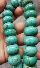 Large 20mm x15mm Turquoise stone Heishi Wheel  Spacer Beads blue  green stone full strand 16inch
