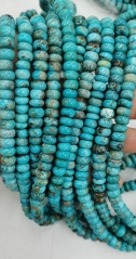 10stands 16inch Graduated Rondelle Turquoise Beads 6x4mm Tibetan Turquoise Gemstone Genuine Ethnic Stone Beads Green Stone Beads Stone Disk Beads