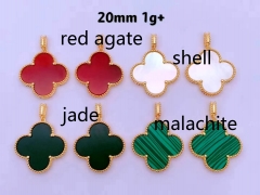 High Quality 4PCS  CZ Micro Pave disc turquoise clover flower stone   Pendant,Cubic Zirconia Paved gold brass  pendant 15mm