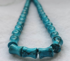 40PCS Blue Turquoise Bamboo Shape Beads 10X8mm 16 inch Strand Turquoise Bar Shape Bead  Jewelry Making  cube cylinder column bar beads
