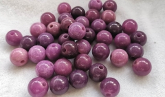 Large hole 4mm -16mm Purple Fuchia pink Sugilite stone  Cabochon Round ball disco spacer beads   Loose  gemstone  10pcs