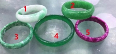 Large Fat Bangles  Natural Green Emeral Jade Fuchsia pink gemstone Jadeite Bangle Lady bracelet Hand carving  stone  chain-- Box gift