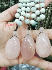 Rare Genuine  Rose Quartz Vaginal Massage Eggs Vaginal Drilled Yoni Egg Kegel Exerciser yoni egg women Yoga Pink quartz pendant