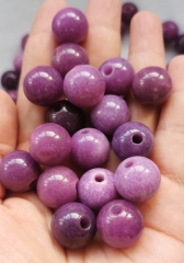 Large hole 4mm -16mm Purple Fuchia pink Sugilite stone  Cabochon Round ball disco spacer beads   Loose  gemstone  10pcs