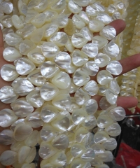 200strands  White MOP Shell Smooth Flat Tear Drop 13-15mm for earrrings pendant