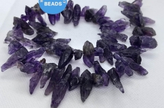 Amethyst Stick Beads: 20-30mm Raw Crystal Points, 17inch Strand Amethyst Stick Beads: 20-30mm Raw Crystal Points, 17inch Strand
