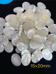 10PCS Natural white mother-of-pearl oval cabochon engraved Virgin Mary, Madonna Cabochon Oval Round rectangle Cameo Pendant , Drilled