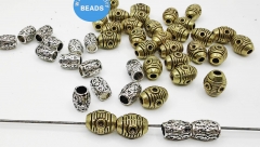 24pcs Bronze Green Silver Spacer Beads Carved Rice Drum Barrel Beads Connector Beads jewelry charm findings big hole 3mm 24pcs Bronze Green Silver Spacer Beads Carved Rice Drum Barrel Beads Connector Beads jewelry charm findings big hole 3mm