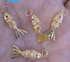 5PCS Handmade Fish,Orange Zircon Fish Dangle Charm, Brass Moving Fish Shape Pendant, Jewelry Making, Koy, Pendants,Charms Eearrings 5PCS Handmade Fish,Orange Zircon Fish Dangle Charm, Brass Moving Fish Shape Pendant, Jewelry Making, Koy, Pendants,Charms Eearrings