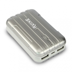 Suitcase design fast charge power bank 10000mah with dual usb outports