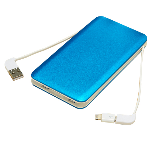 Aluminium alloy case li-polymer power bank 10000mah with built-in cable