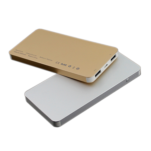 Ultra slim& thin Aluminium alloy case li-polymer power bank with dual usb