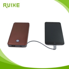 Aluminium alloy case li-polymer power bank 10000mah with built-in cable