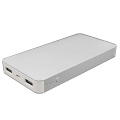 Ultra thin Aluminum alloy case 10000mah power bank with dual usb ports.