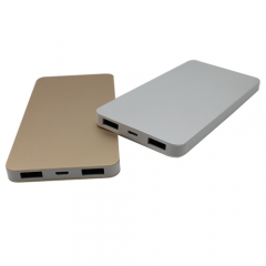 Ultra slim& thin Aluminium alloy case li-polymer power bank with dual usb