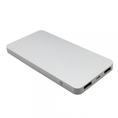 Ultra slim& thin Aluminium alloy case li-polymer power bank with dual usb