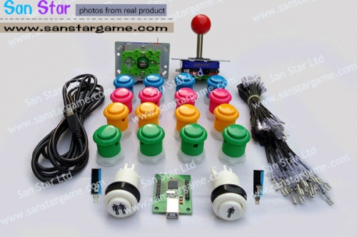 DIY Arcade Parts Bundles Kit With Joystick,Pushbutton,Microswitch,2 Player USB To Jamma Arcade Control Board